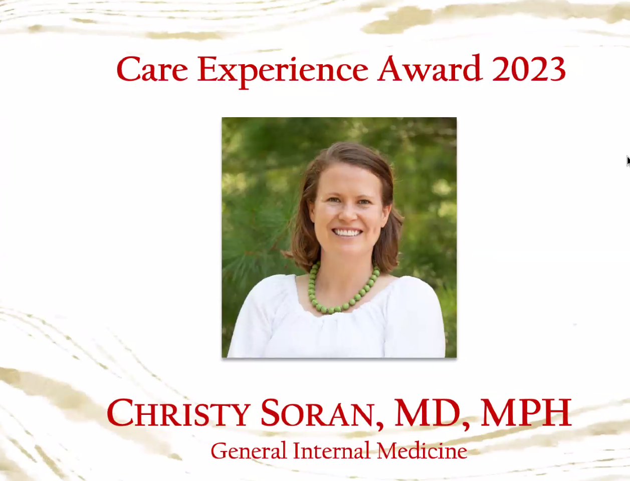 Christy Soran Care Experience Award